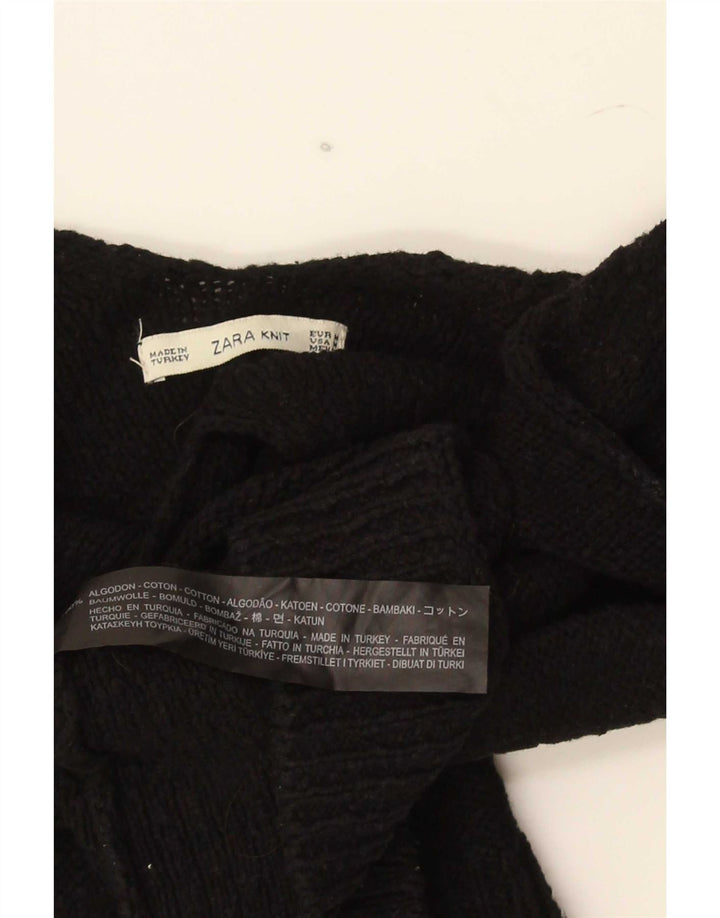 Top corto senza maniche in maglia da donna Zara UK 12 cotone nero medio