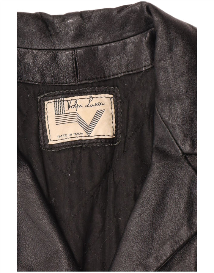 Cappotto in pelle vintage da donna UK 12 medio nero