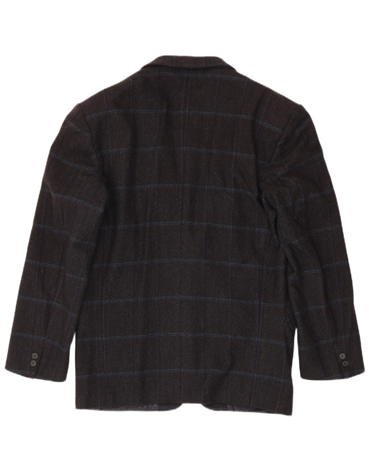 Giacca blazer da uomo a 2 bottoni Weekend IT 48 Lana vergine a quadri nera media