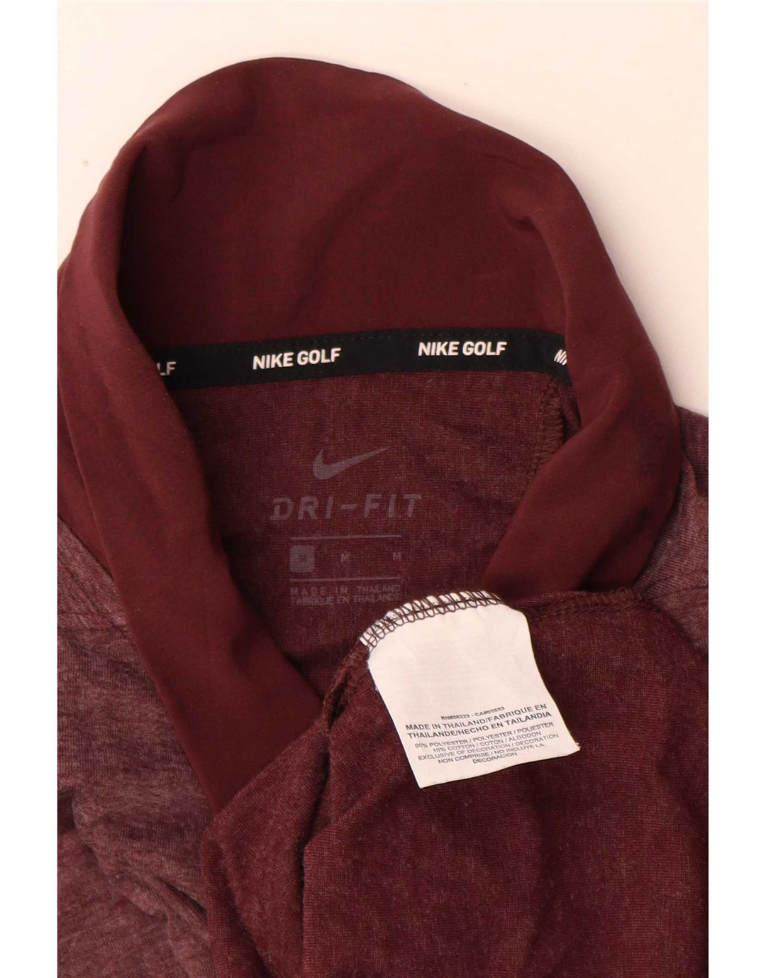 Polo da golf a maniche lunghe da uomo Nike, poliestere bordeaux medio
