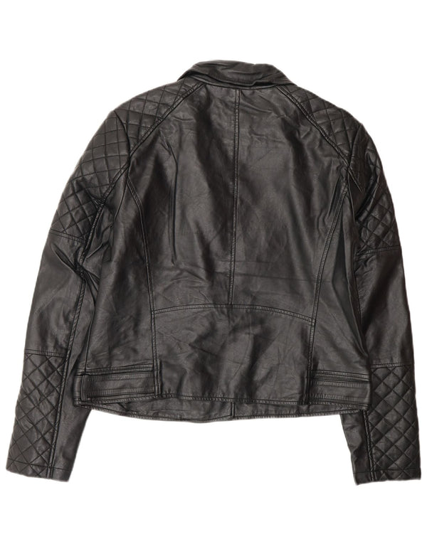 Giacca da motociclista da donna in ecopelle Oasis UK 16 grande in polietilene nero