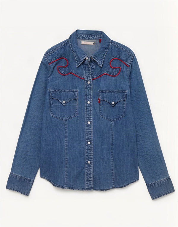 Camicia di jeans da donna Levi's UK 10 piccola in cotone blu