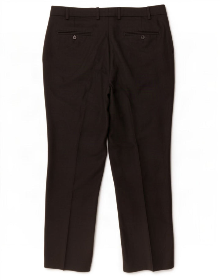 Pantaloni da abito con pegging da uomo Marks & Spencer su misura W38 L31 in lana nera