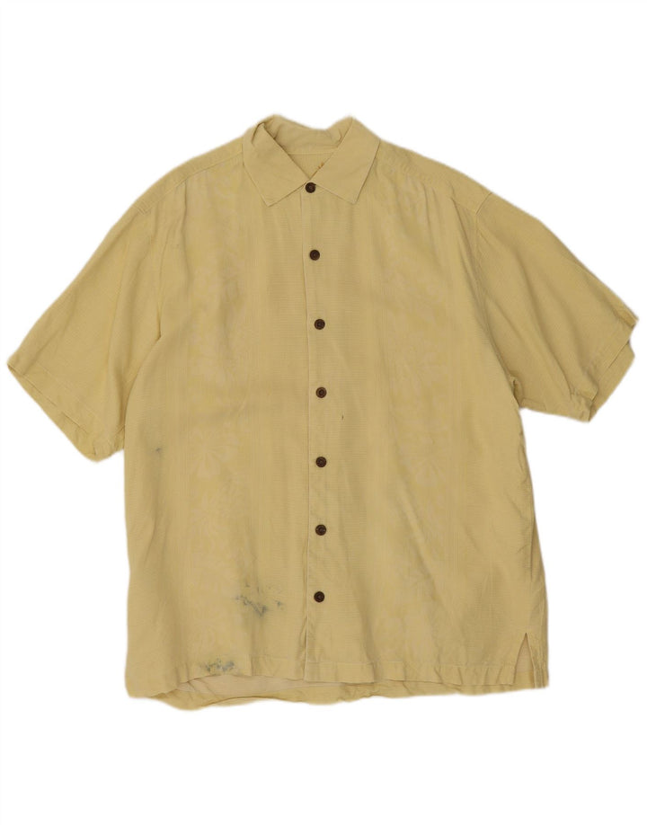 Camicia a maniche corte da uomo Tommy Bahama in seta floreale giallo medio