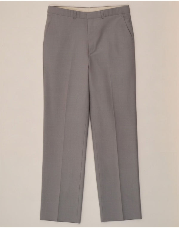 Pantaloni da abito dritti Marks & Spencer St. Michael da uomo W34 L33 Grigi