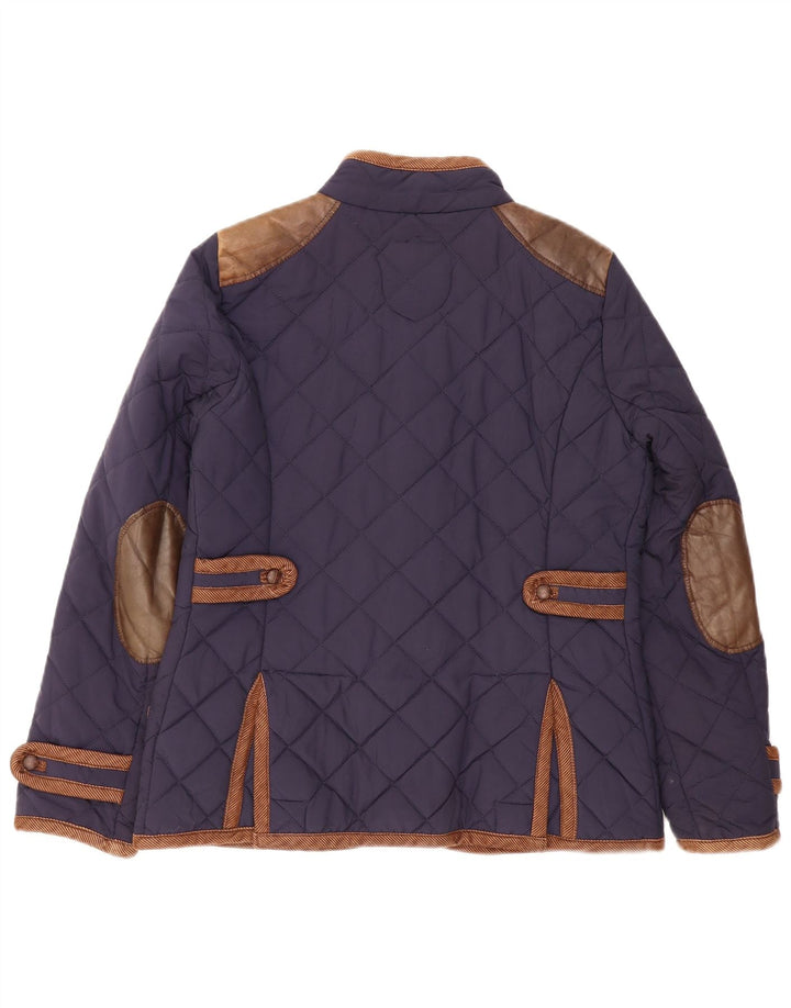 Giacca trapuntata da donna Zara UK 14 Cotone a blocchi di colore blu navy medio