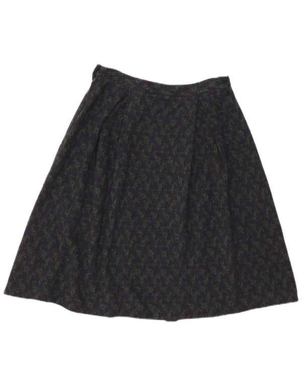 Gonna a trapezio vintage da donna W28 media blu navy con motivo cachemire