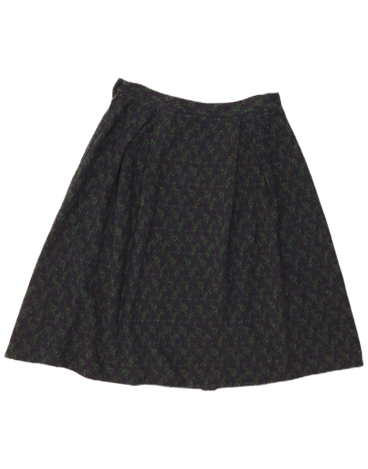 Gonna a trapezio vintage da donna W28 media blu navy con motivo cachemire