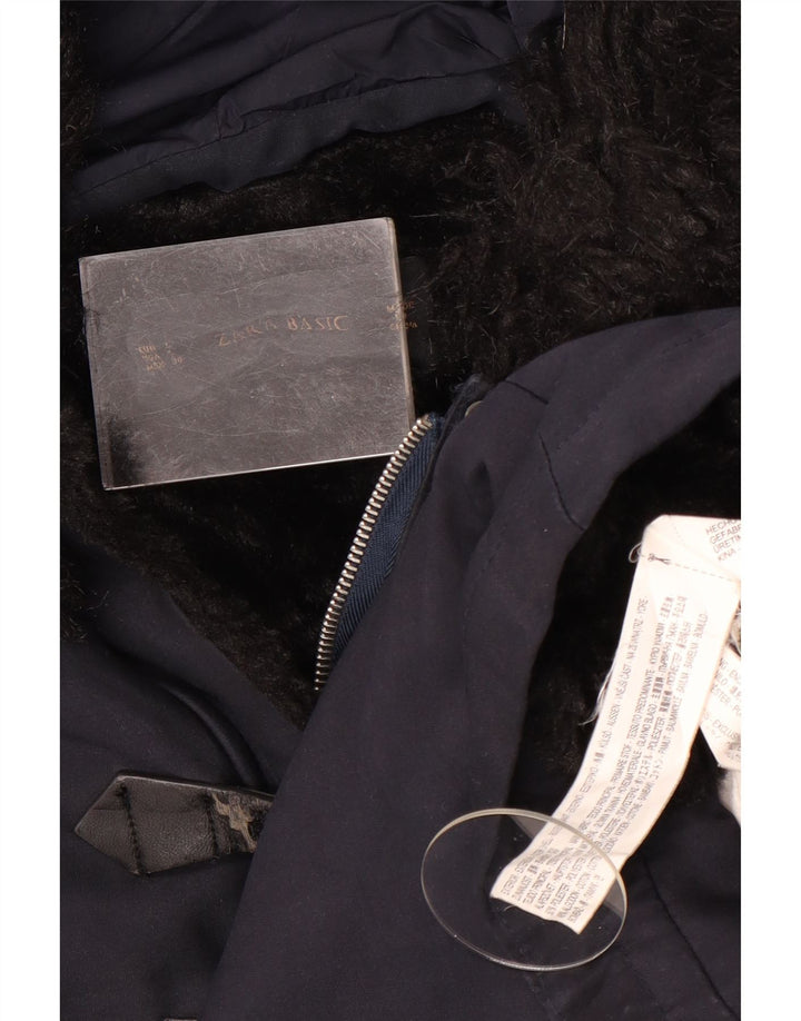 Giacca Parka con cappuccio da donna Zara UK 16 grande poliestere blu navy