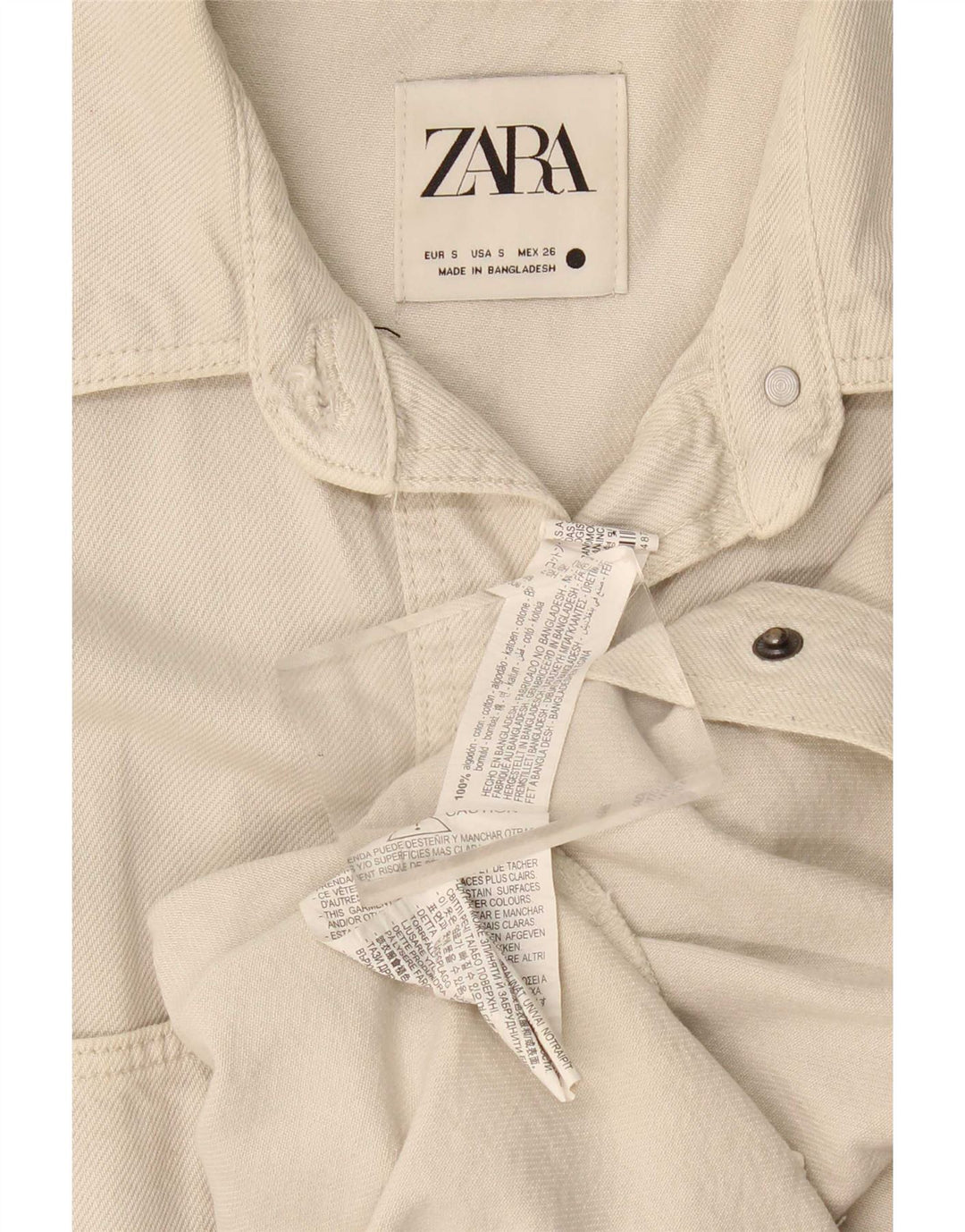 Camicia in denim oversize da donna Zara UK 10 piccola in cotone beige