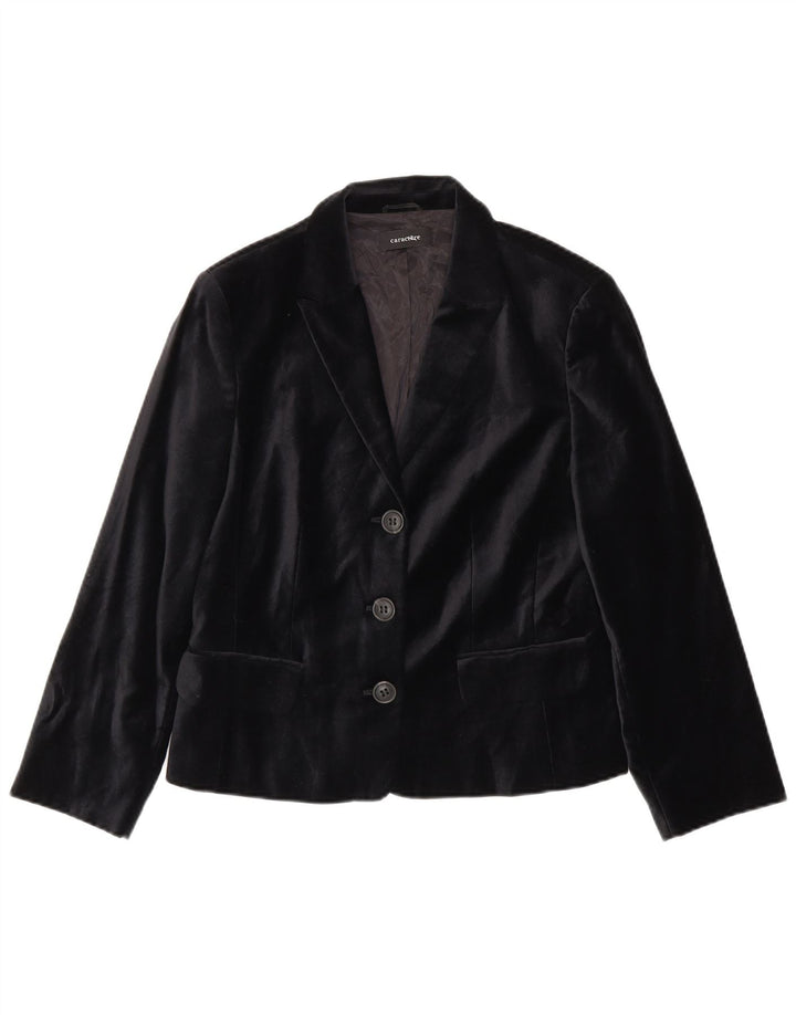 Giacca blazer a 3 bottoni da donna Caractere UK 16 grande cotone nero