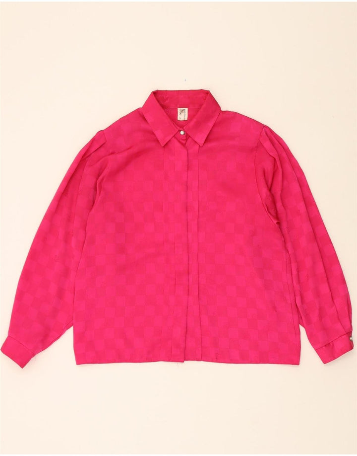 VINTAGE Womens Shirt Blouse UK 14 Large Pink Geometric Polyester Vintage Vintage and Second-Hand Vintage from Messina Hembry 