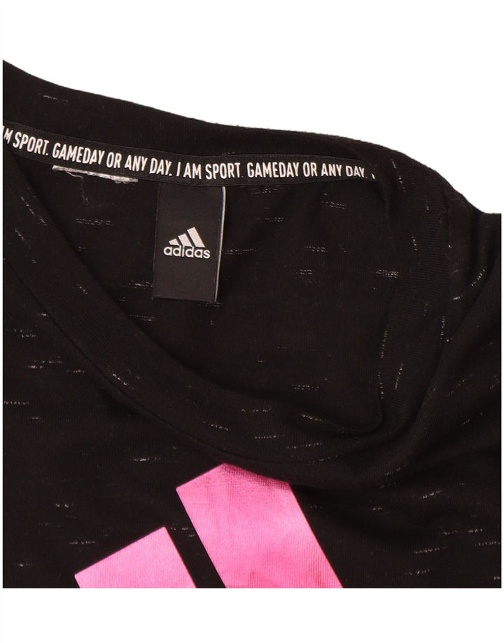 T-shirt grafica da donna Adidas Top UK 12 Medium Black Flecked