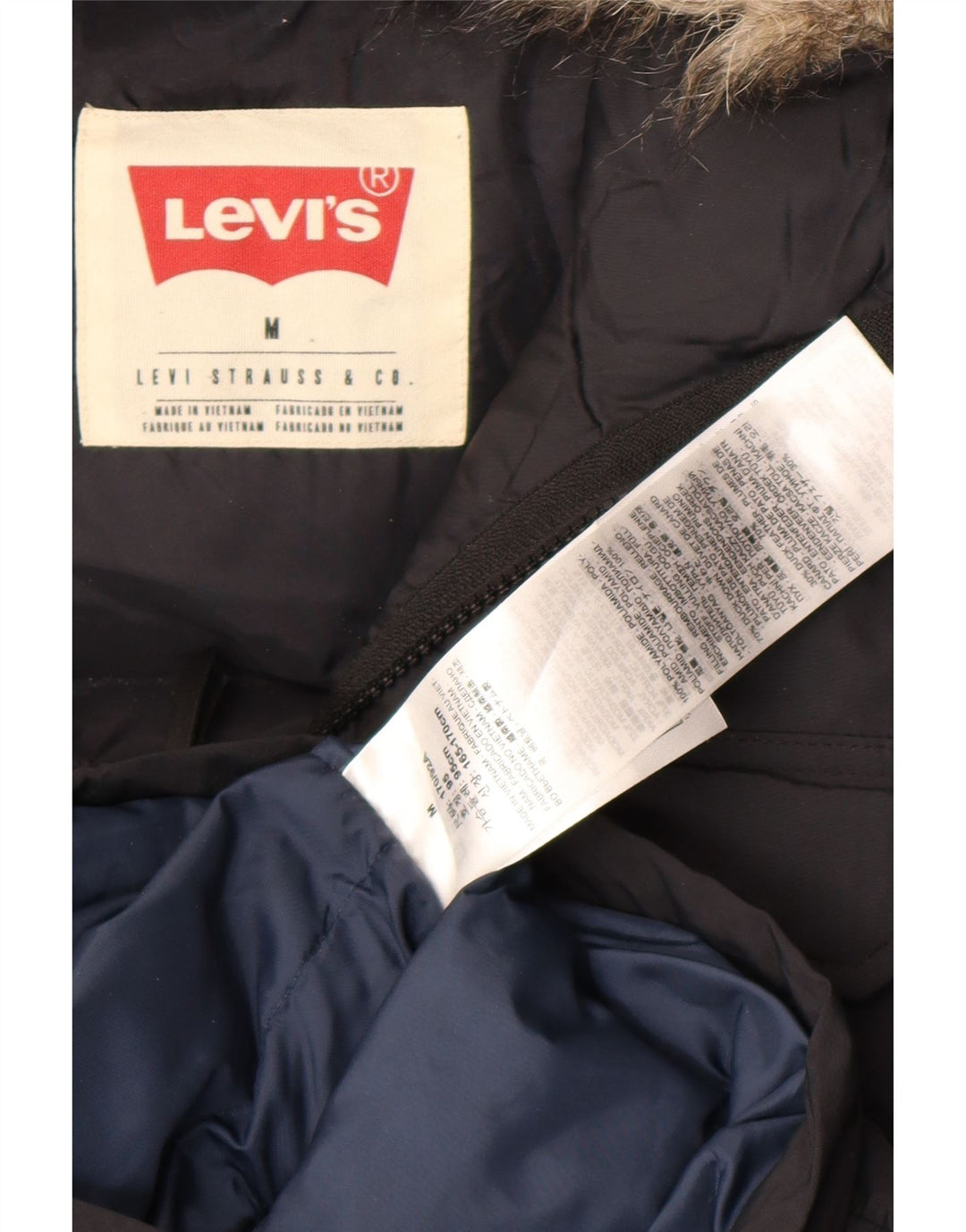 Giacca imbottita con cappuccio da uomo Levi's UK 38 media nera in poliammide