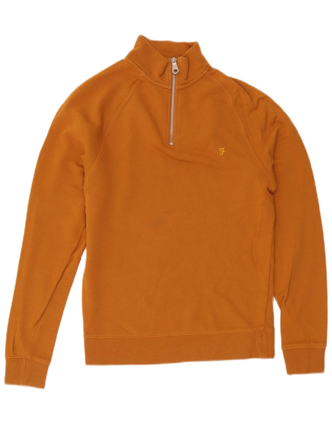 Felpa da uomo con collo con zip Farah, maglione piccolo in cotone giallo