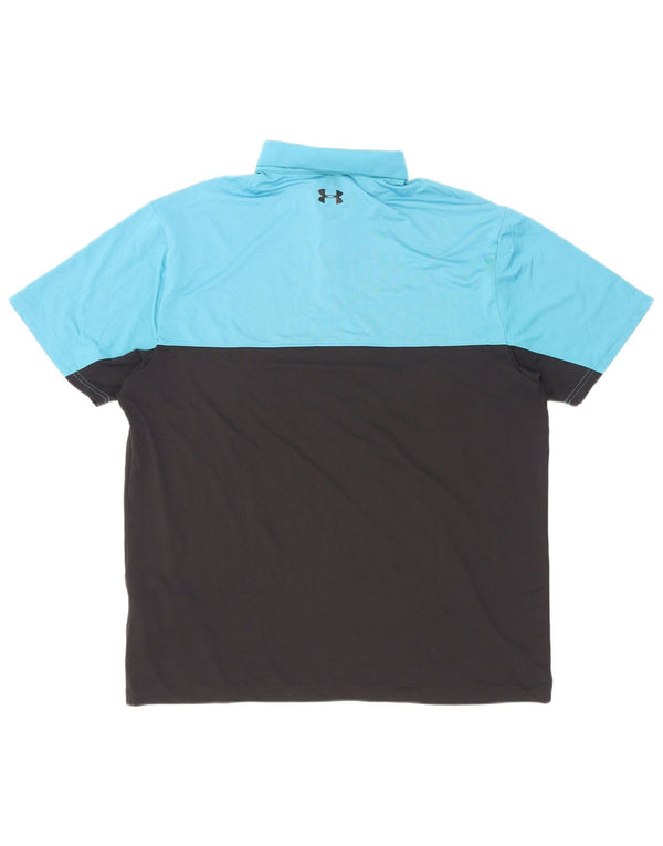 Polo Under Armour da uomo Heat Gear XL blu in poliestere color block