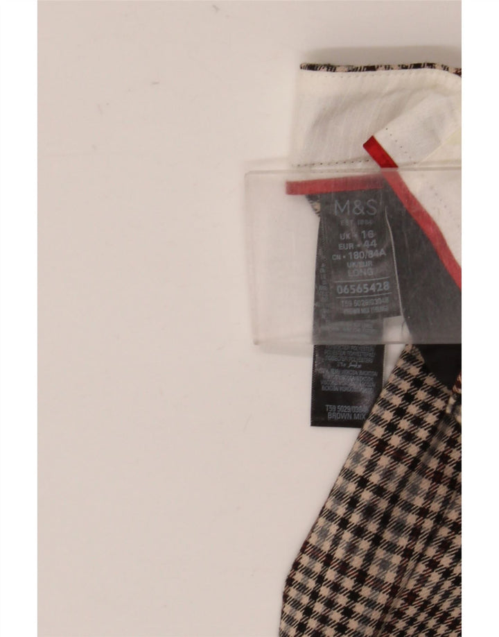 Pantaloni chino slim da donna Marks & Spencer UK 16 Large W34 L30 a quadri marroni