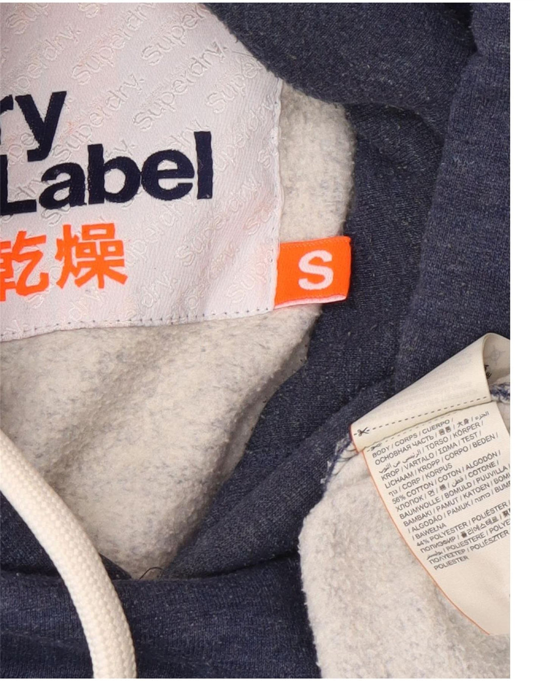 Maglione con cappuccio vestibilità regolare da uomo Superdry Small in cotone blu