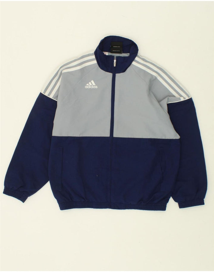 ADIDAS Boys Tracksuit Top Jacket 9-10 Years Navy Blue Colourblock Vintage Adidas and Second-Hand Adidas from Messina Hembry 