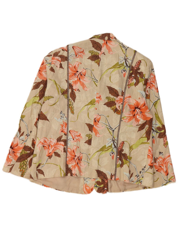 GERRY WEBER Giacca blazer da donna con maniche a 3/4 UK 20 2XL Beige floreale