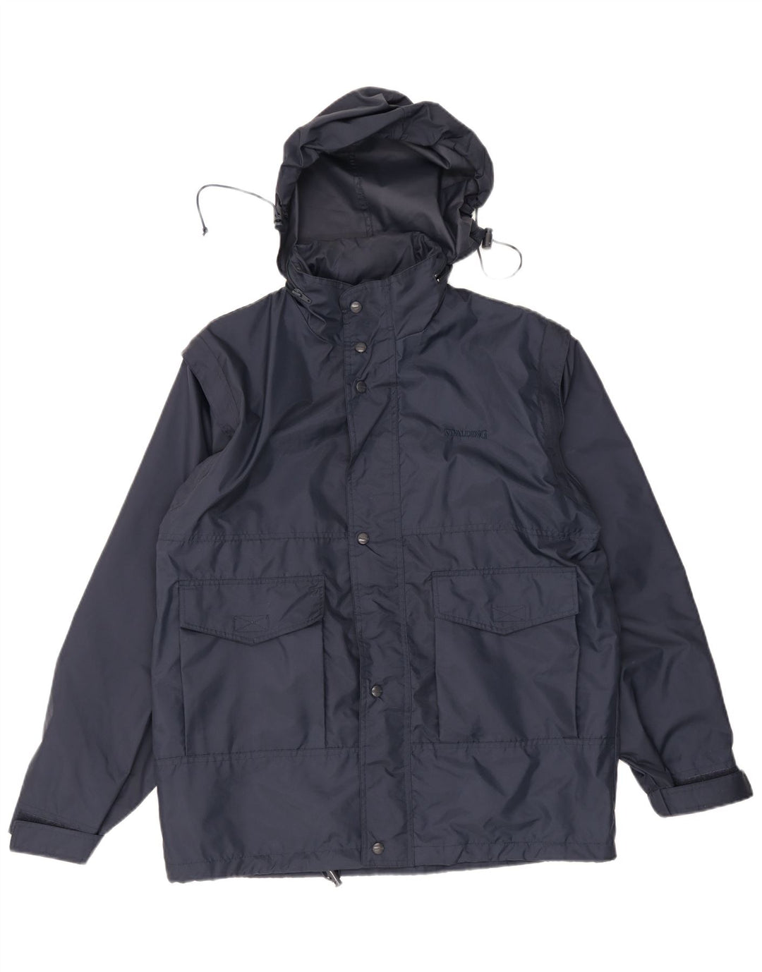 Giacca antipioggia con cappuccio da uomo Spalding UK 38 media blu navy in poliammide