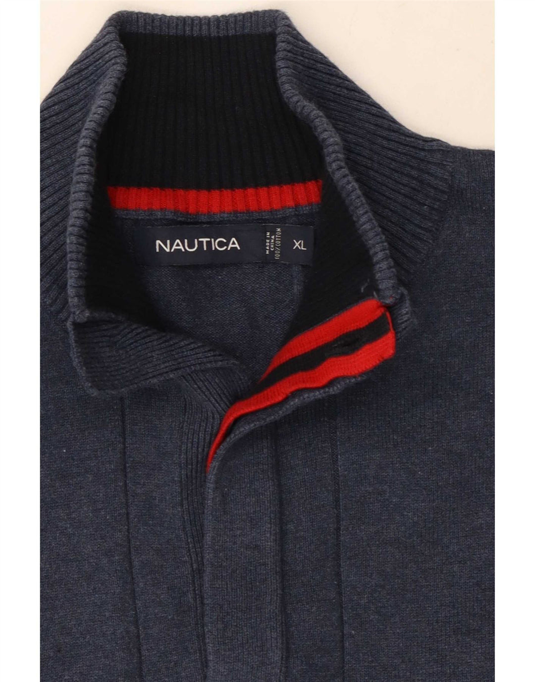 Maglione da uomo Nautica con collo a bottoni XL in cotone blu navy