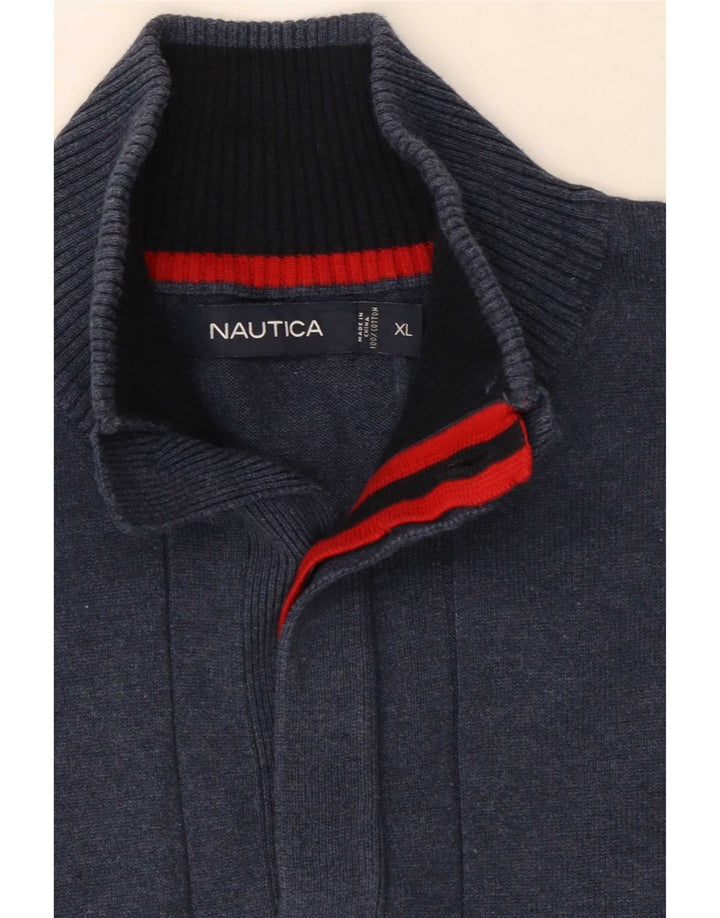 Maglione da uomo Nautica con collo a bottoni XL in cotone blu navy