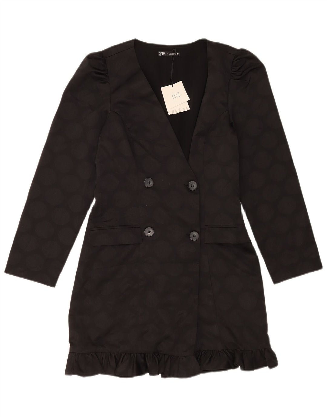Giacca blazer doppiopetto da donna Zara UK 10 piccola nera geometrica