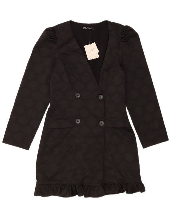 Giacca blazer doppiopetto da donna Zara UK 10 piccola nera geometrica