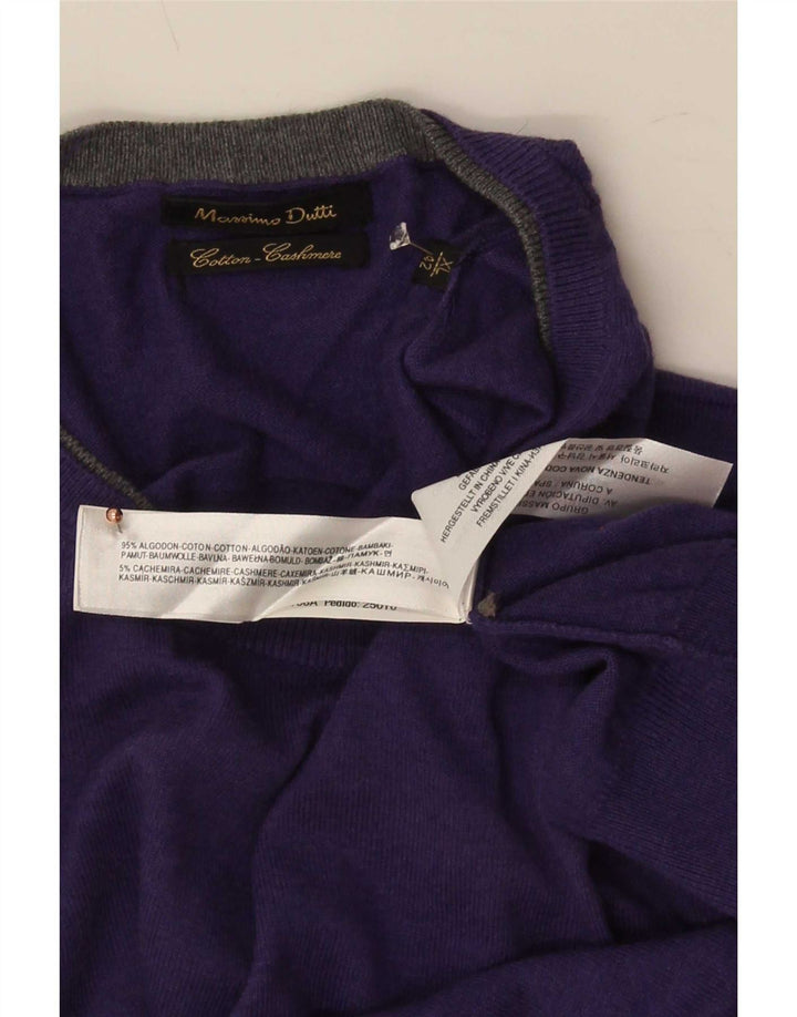 Maglione maglione girocollo da uomo Massimo Dutti XL cotone viola
