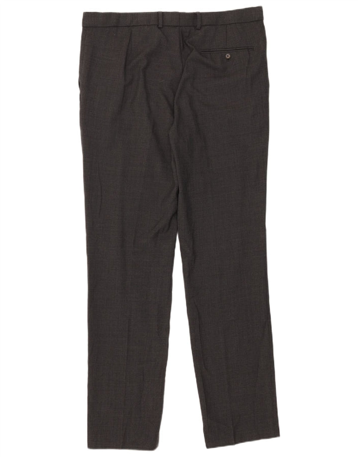 Pantaloni da abito slim sartoriali da uomo Marks & Spencer W36 L33 lana a quadri grigi
