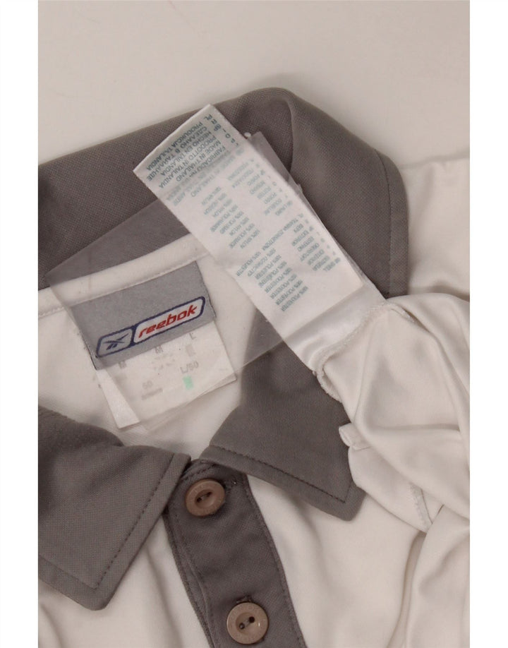 Polo REEBOK da uomo in poliestere color block bianco medio