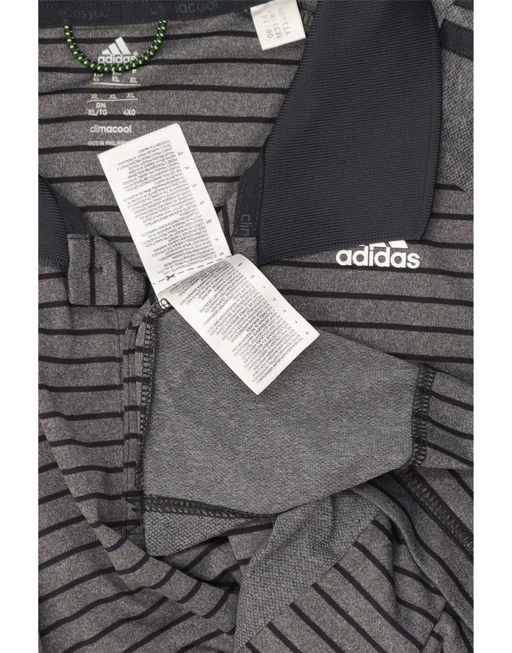 Polo Adidas Climacool da uomo XL in poliestere a righe grigie