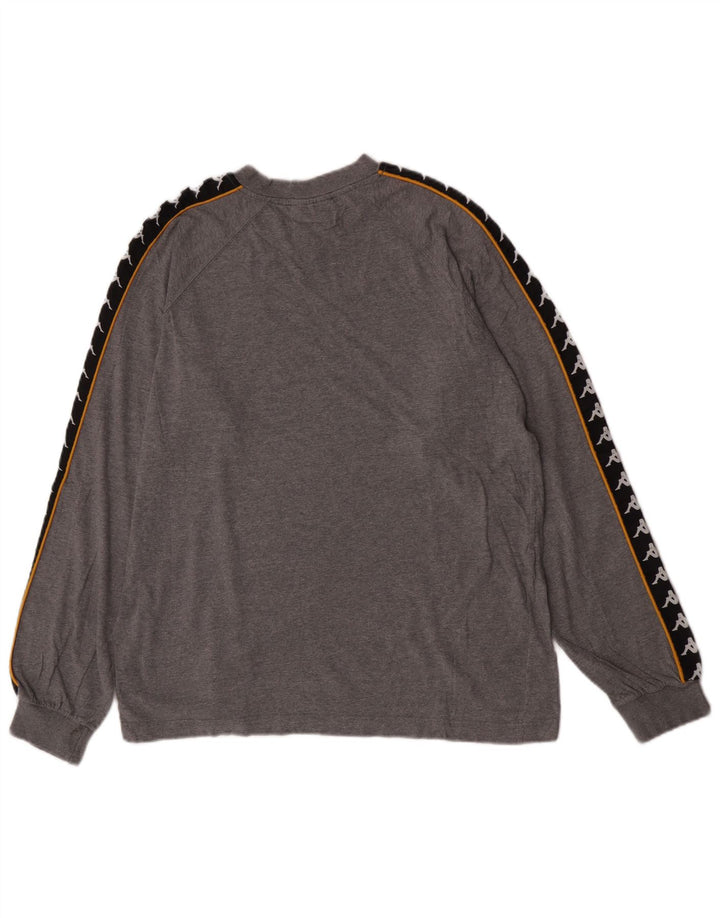 Top grafico da uomo Kappa a maniche lunghe in cotone color block grigio grande
