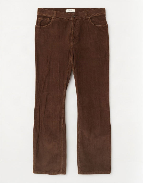 Pantaloni dritti da uomo in velluto a coste Benetton W32 L33 in cotone marrone