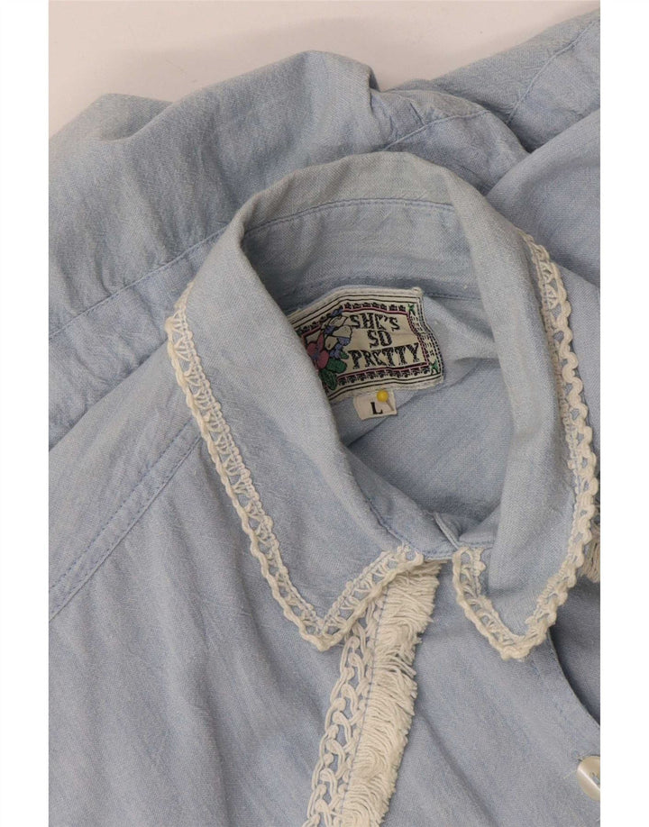 Tutina corta senza maniche da donna vintage UK 16 grande blu