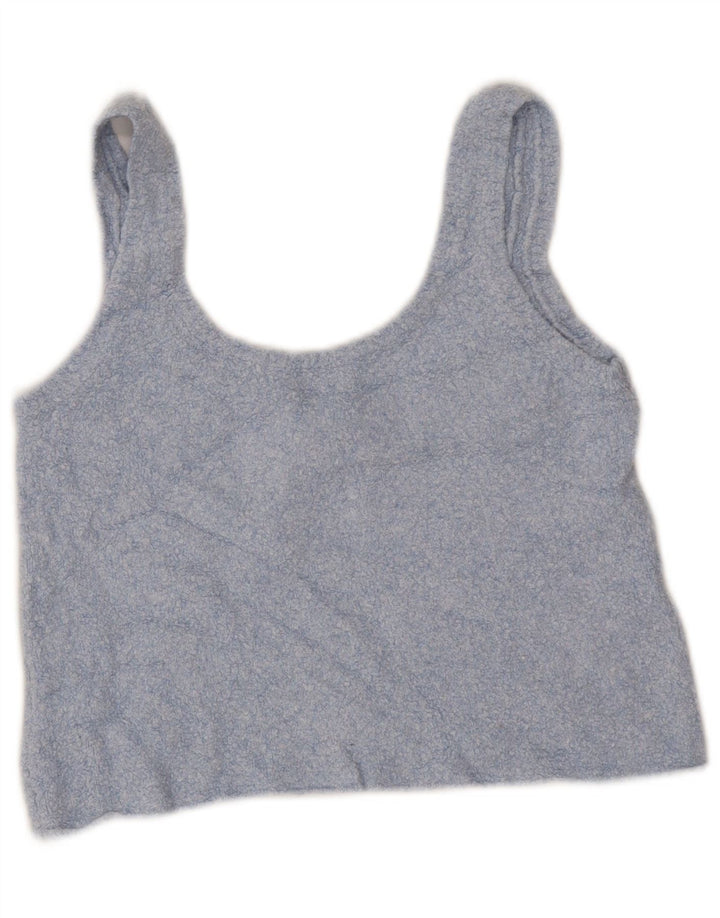 Canotta corta da donna Zara UK 14 grande cotone blu