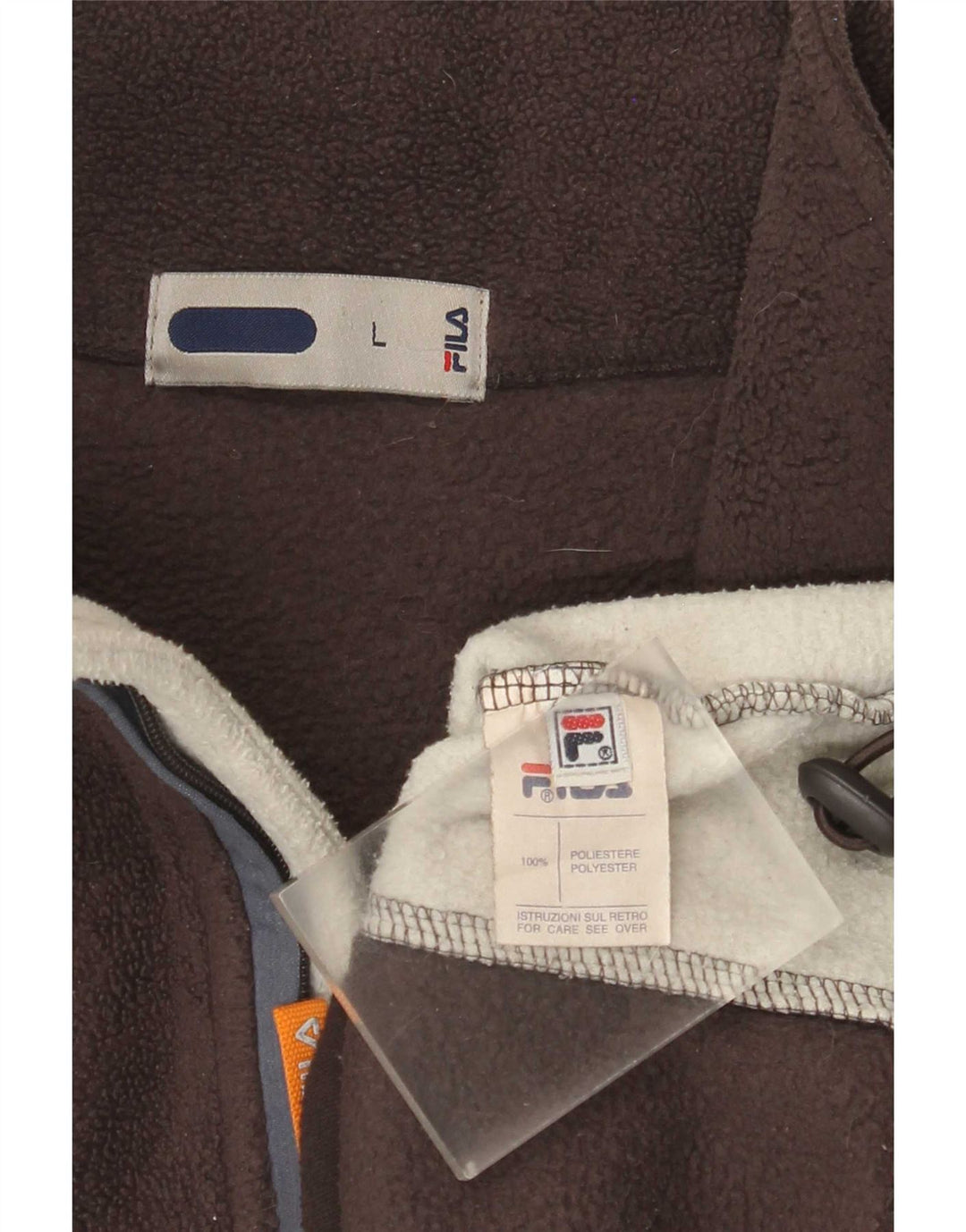Maglione in pile da uomo Fila con zip e collo, grande, in poliestere color block marrone