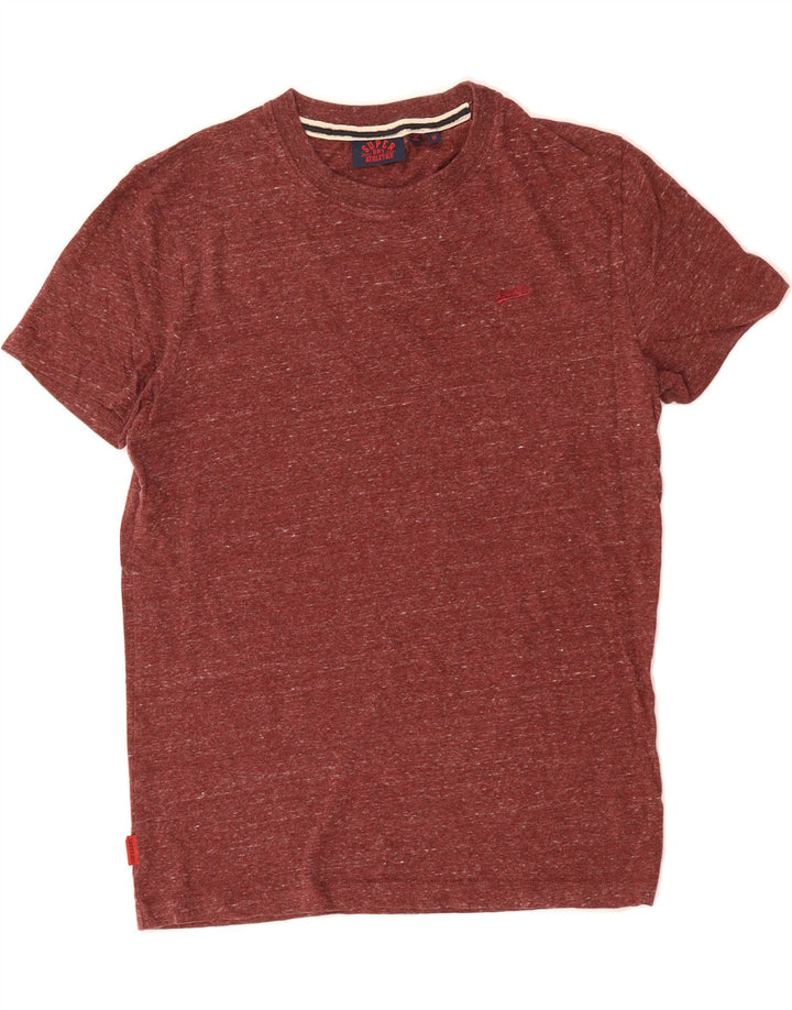 SUPERDRY Mens T-Shirt Top Medium Burgundy Flecked Cotton Vintage Superdry and Second-Hand Superdry from Messina Hembry 