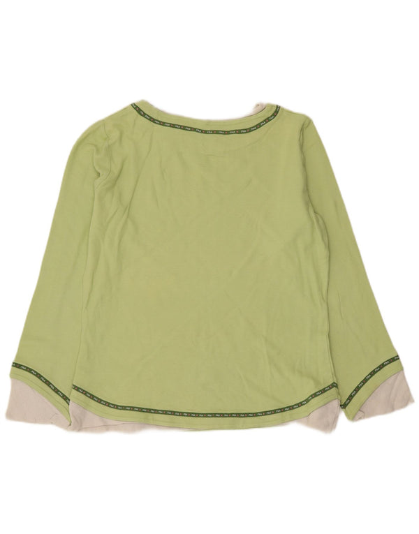 Fila Donna Top Manica Lunga UK 18 XL Verde Colourblock Cotone