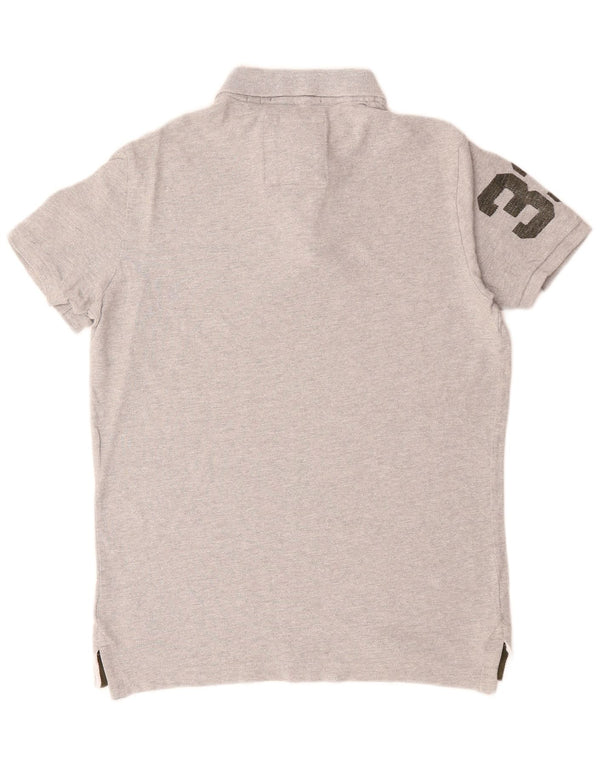 Polo grafica da uomo SUPERDRY in cotone grigio medio