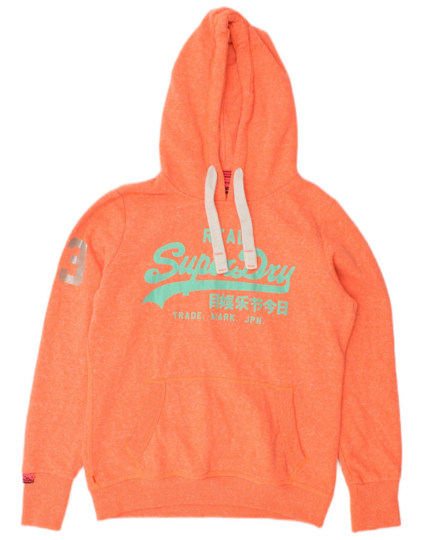 Felpa con cappuccio grafica da donna Superdry UK 16 Large in poliestere chiazzato arancione