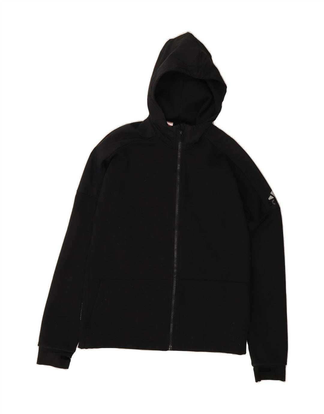ADIDAS Boys Zip Hoodie Sweater 15-16 Years Black Polyester Vintage Adidas and Second-Hand Adidas from Messina Hembry 