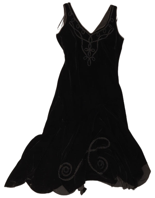 Abito asimmetrico senza maniche da donna Simon Jeffrey UK 12 medio nero