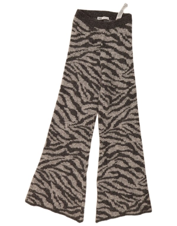 Pantaloni da tuta svasati da donna Zara UK 8 piccola stampa animalier grigia