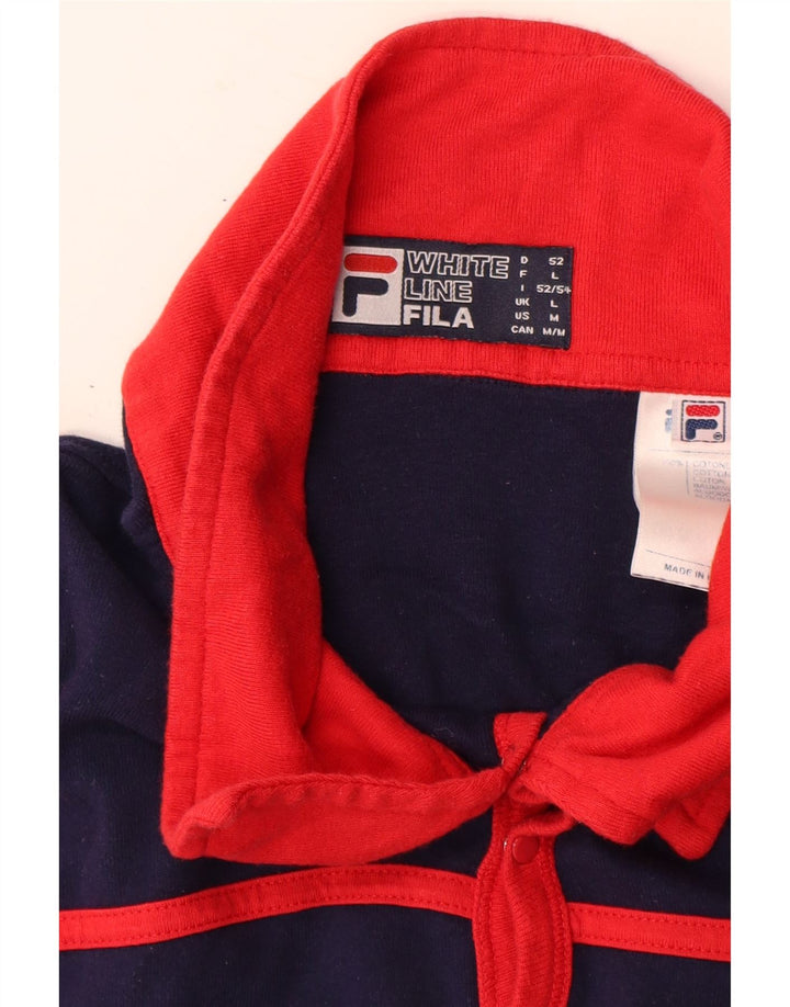 Polo da uomo FILA grande in cotone color block blu navy