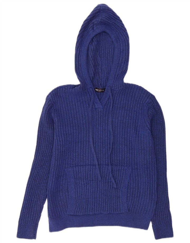 Maglione con cappuccio da donna Marks & Spencer UK 14 Poliestere blu medio