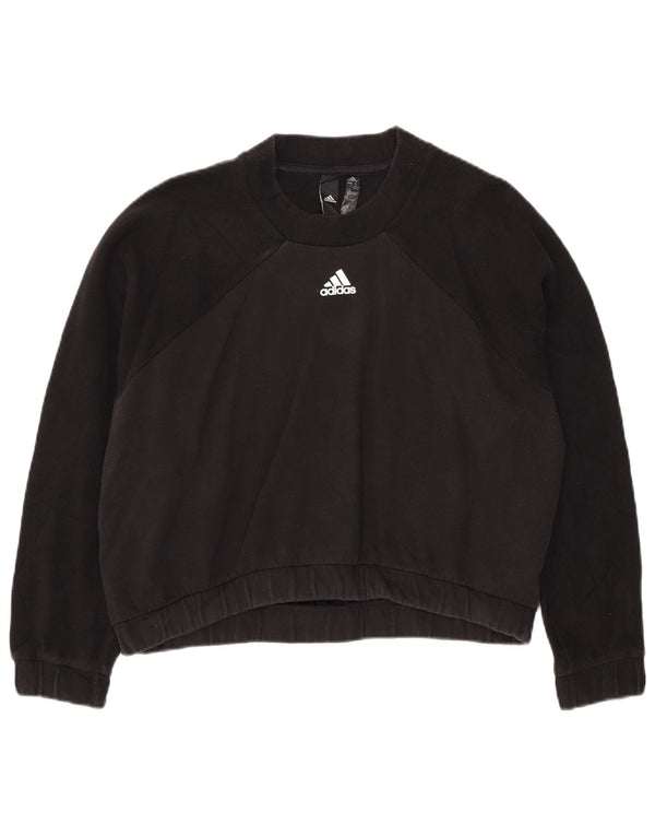 Felpa corta da donna Adidas UK 14 Medium Black Colourblock