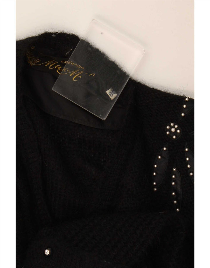 Maglione cardigan vintage da donna IT 48 XL Nero