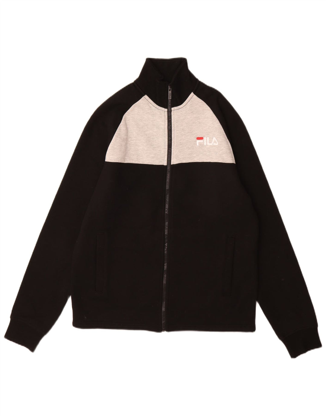 Giacca da ginnastica da uomo Fila Small in poliestere color block nero